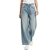 Btuigkv Women's Floral High Waisted Jeans - Straight Leg Stretch Denim Pants