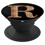 R Brown Nature Black Monogram Initial Letter Name
