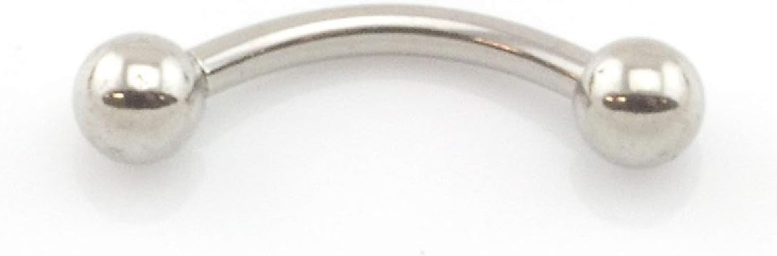 The Emporium Direct Curved Barbell Banana Eyebrow, Navel, Prince Albert Variou Silver (1.2mm(16g) *6mm *3mm Balls)