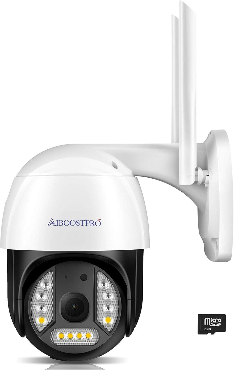 Security Camera Outdoor, AIBOOSTPRO 2K ProHD 3MP Pan Tilt Zoom 2.4G WiFi Home Smart Surveillance Camera Two-Way Audio PTZ Motion Detection Auto Tracking Waterproof Cloud Camera Built-in 32Gb Card