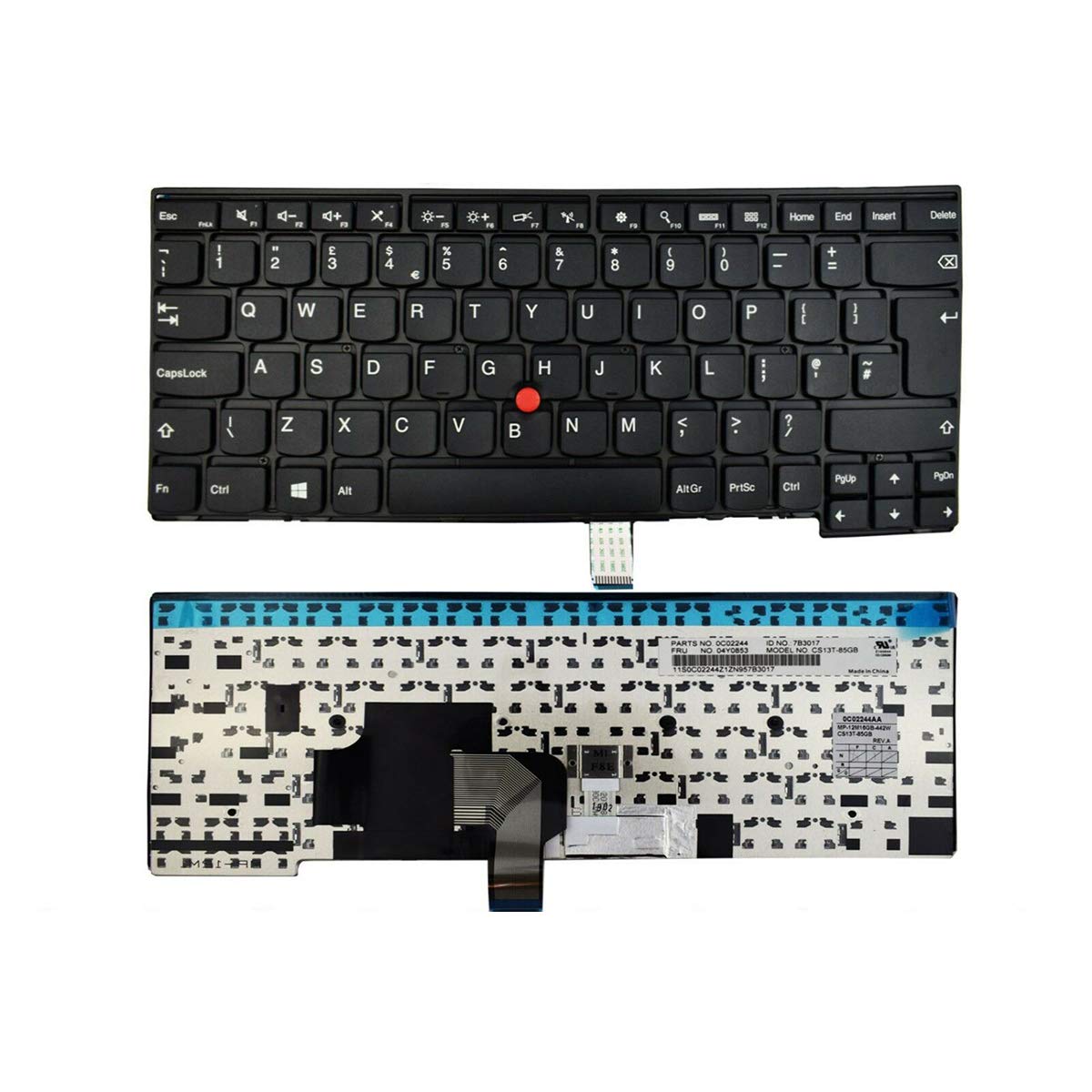 Laptop Keyboard Replacement for IBM Lenovo ThinkPad T431, T431S, E431, T440, T440P,T440S, E440,L440, T450, T450S, T460 UK Layout without Backlit Keyboard 04X0130 With Mouse Pointer