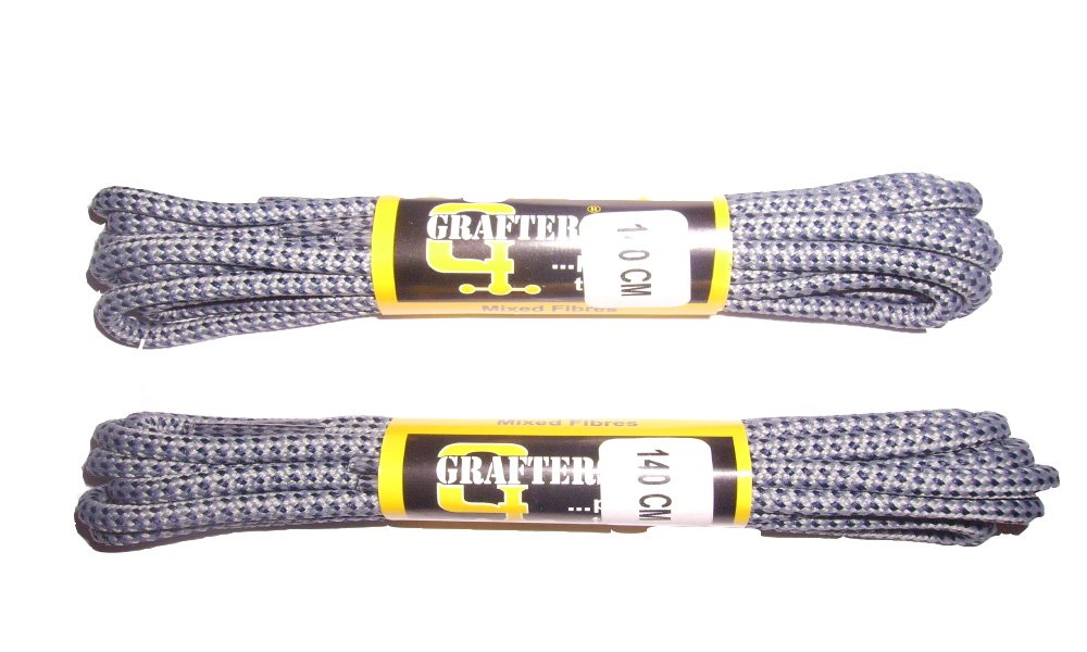 Grafters 2 Pairs 140CM Strong Work/Hiking/DR Martens Boot Laces (Grey/Navy)