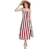 KAILAND Womens Summer Maxi Dresses 2025 Boho Striped Spaghetti Strap Sundress Casual Beach Vacation Long Dress with Pockets
