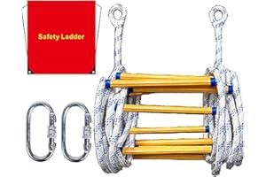 SUTON Emergency Fire Escape Ladder Flame Resistant Safety Rope Ladder with Hooks Fast to Deploy & Easy to Use Compact & Easy to Store Withstand Weight up to 2000 pounds (13ft)