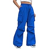 OYOANGLE Women's Plus Size Drawstring Waist Wide Leg Casual Cargo Pants with Pocket