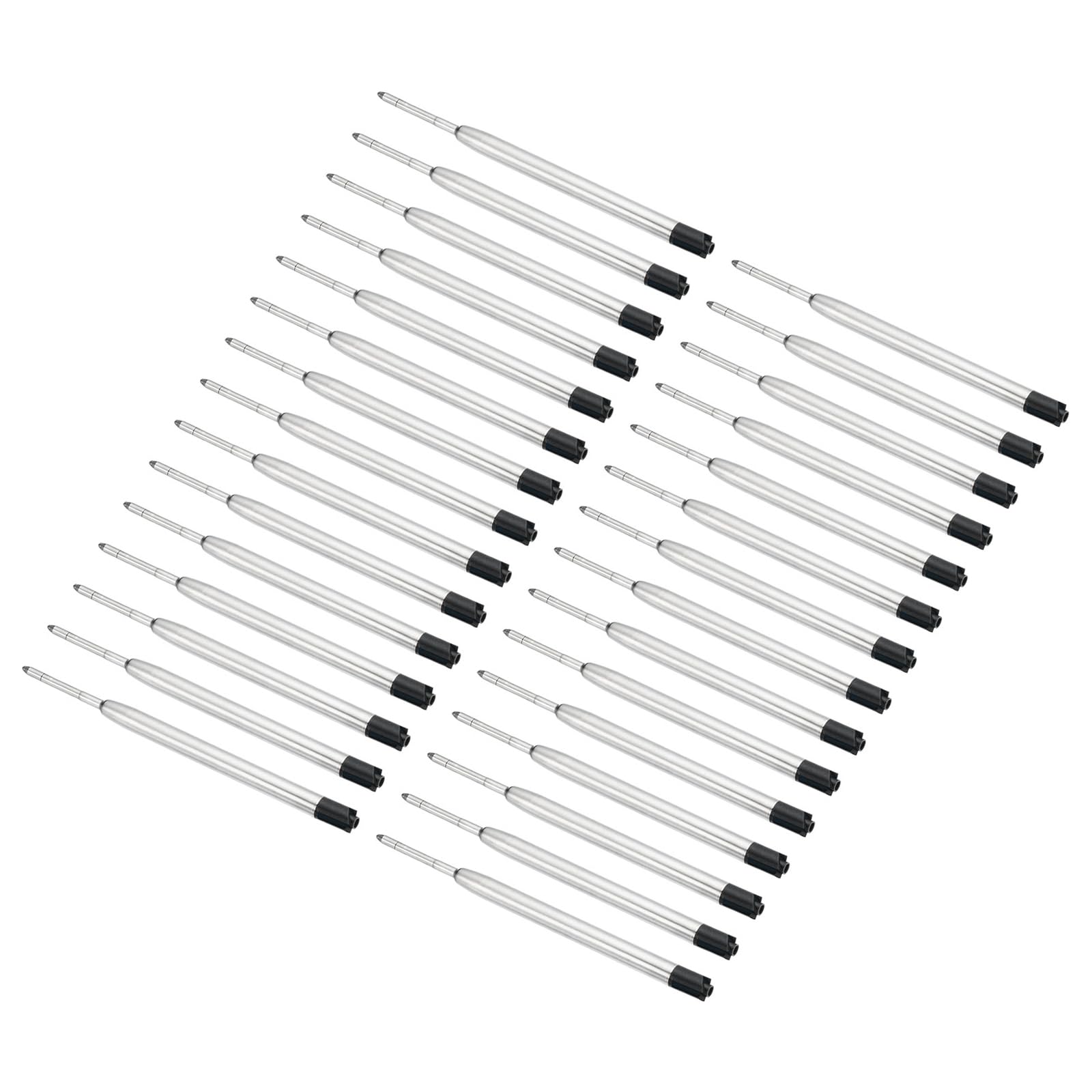 PATIKIL 1mm Ink Pen Refills, 30 Pcs Ballpoint Refill Medium Point Metal Compatible Replaceable Replacement for Retractable Pen Writing Office, Black