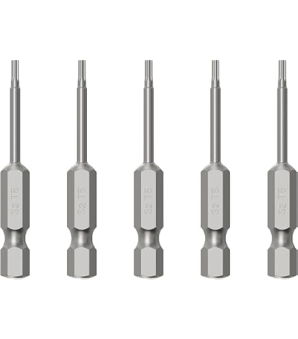uxcell 5 Pcs T5 Magnetic Torx Screwdriver Bits, 1/4 Inch Hex