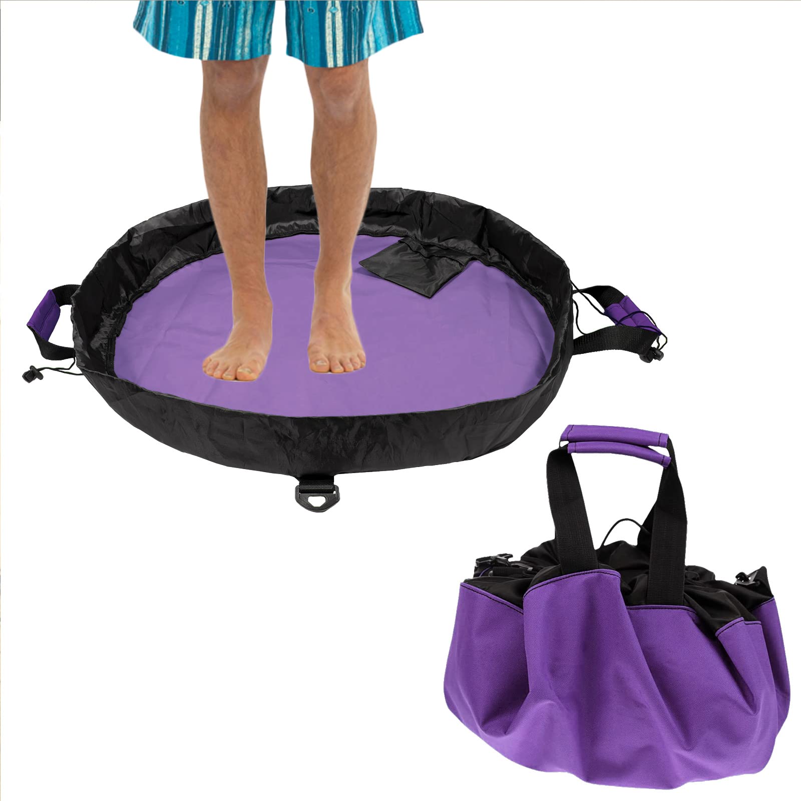 Dawitrly Wetsuit Changing Mat, Durable Waterproof Beach Dry Bag with Wrap Handle, Adjustable Detachable Shoulder Strap, Drawstring and Pocket for Surfing, Diving, Swimming, Kayaking (Purple)