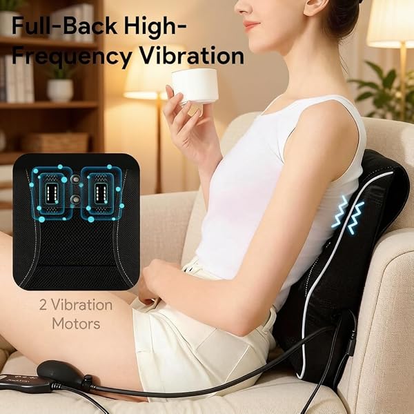 LANMUN BACK AND NECK MASSAGER WITH HEAT, DEEP TISSUE SHIATSU MASSAGE PILLOW