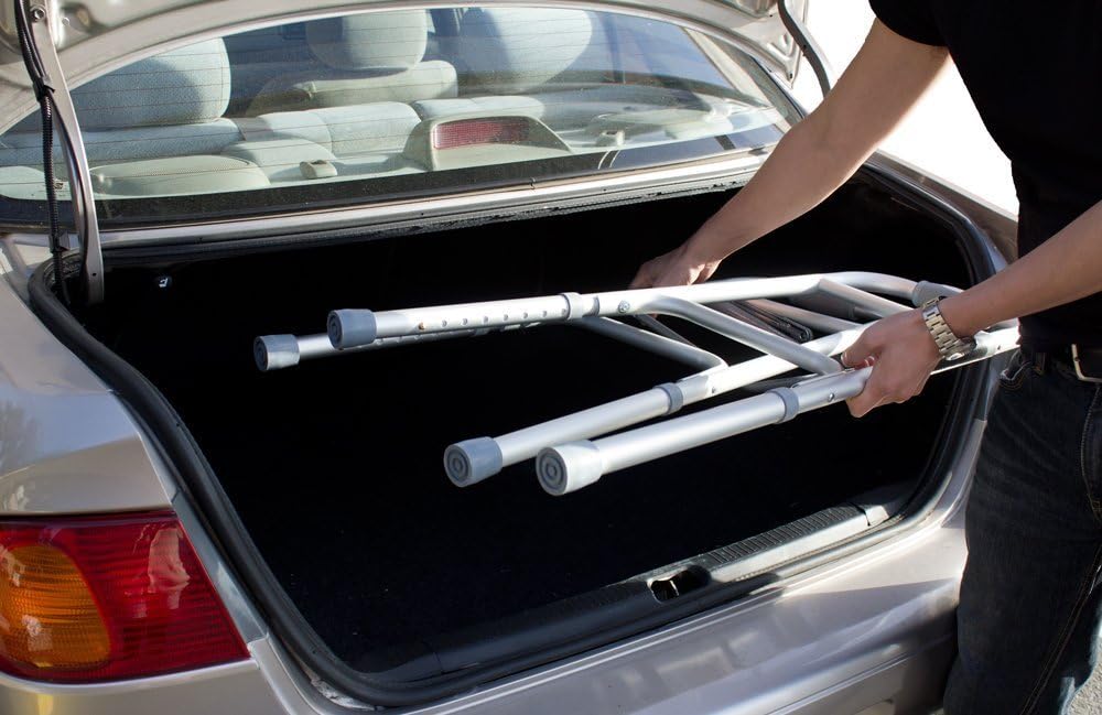 HEALTHLINE Walker Folding Deluxe 2 Button Without Wheels, Lightweight Foldable Mobility Walker No Wheels for Adult Seniors Disabled, Adjustable Height for Short, Average and Tall People: Health & Personal Care