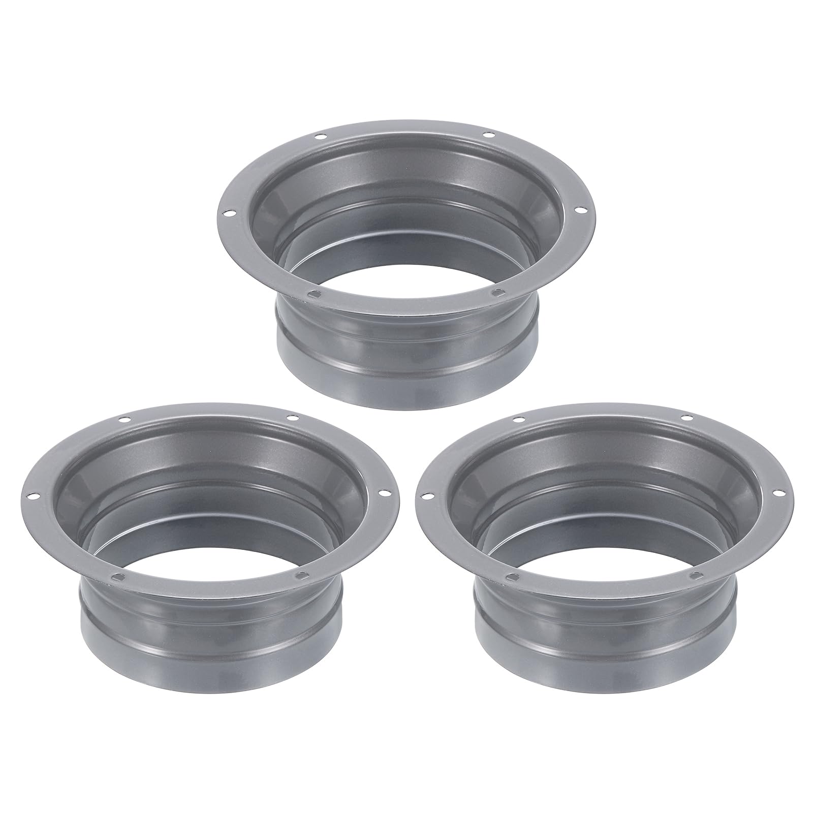 PATIKIL 4" Duct Connector Flange, 3 Pcs Metal Fitting Straight Pipe Flange Round Ventilation Air Duct for Heating Cooling Ventilation HVAC System