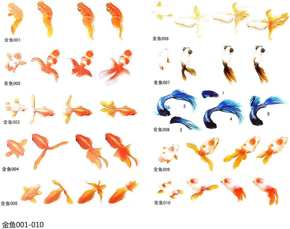 MEIYIN 10 Sheets Blue Gold Fish UV Resin Stickers Fit Silicone Mold DIY Micro Landscape