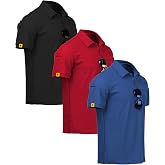 ZITY 3 Pack Mens Golf Polo Shirts Short Sleeve Business Casual T-Shirts | Moisture Wicking, Quick-Drying, Breathable, Stretchy, Cool, Sport, Workout, Daily, Work, Performance Collared Tactical Shirt