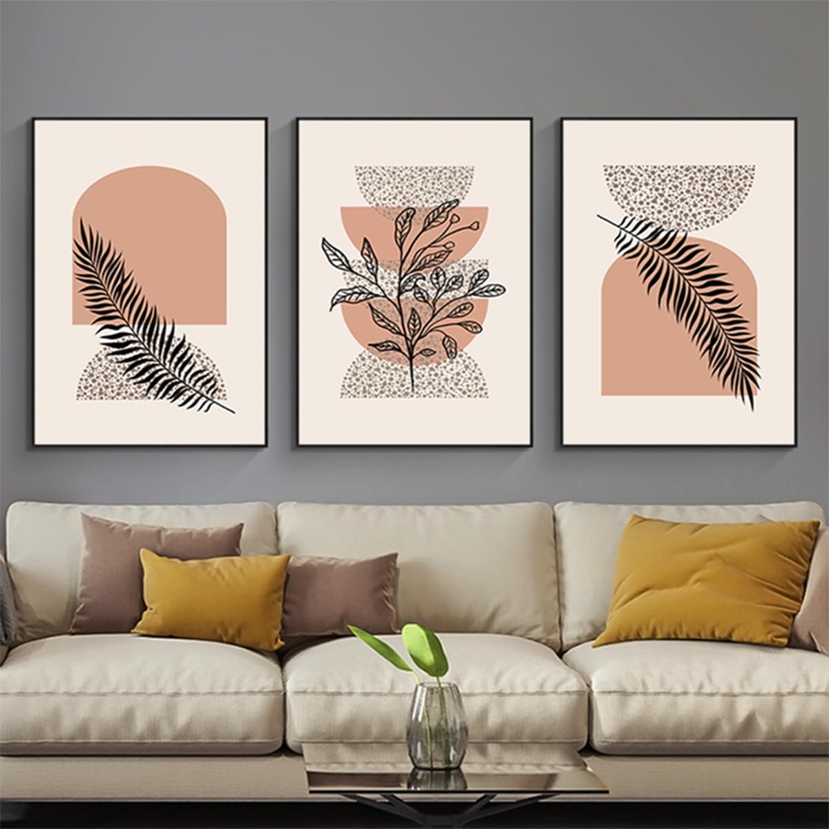 HMDKHI Modern Bohemian Abstract Poster Wall Decoration, Beautiful Botanical Pictures Poster Wall Art, Minimalist Wall Poster Set - Frameless (Wall Picture-05.40 x 60 cm x 3 Pieces)
