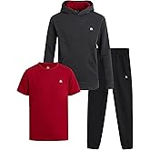 RBX Boys Sweatsuit Set - 3 Piece Active Fleece Jogger Sweatpants Hoodie and T-Shirt for Boys - Athletic Outfit (Sizes 2T-12)