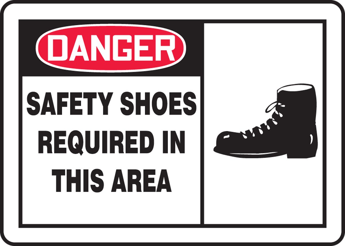 Accuform"Danger Safety Shoes Required in This Area" Safety Sign, DuraFiberglass, 7 x 10 Inches