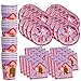 Pink Girl Puppy Dog Birthday Party Supplies Set Plates Napkins Cups Tableware Kit for 16