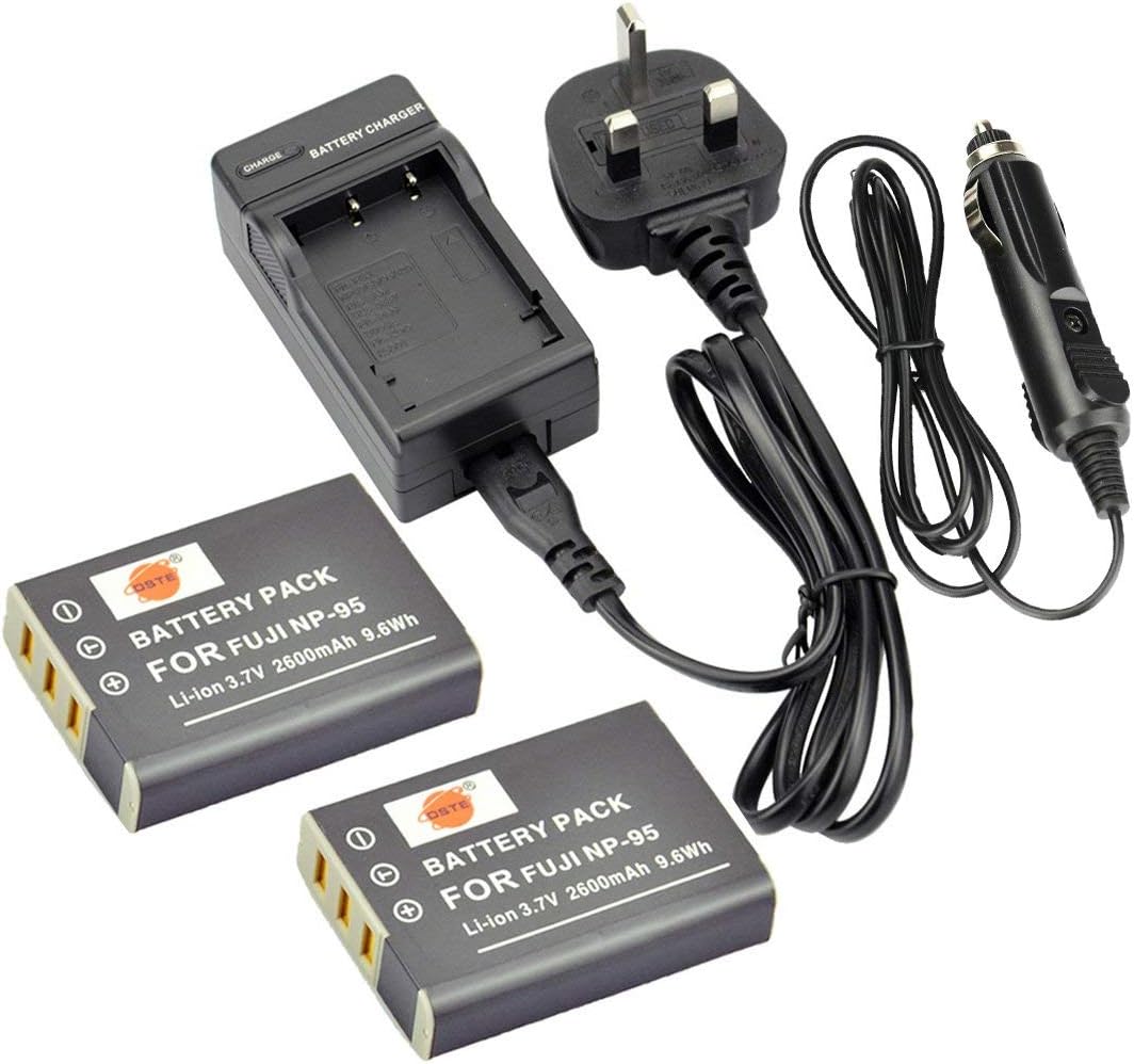 DSTE 2x NP-95 Li-ion Battery + DC29U Charger Compatible with Fujifilm FinePix F30,F31fd,Real 3D W1,X100,X30,X100T and Compatible with RICOH DB-90