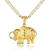 Barzel 18K Gold Plated Elephant Necklace with Flat Marina Chain – Made in Brazil