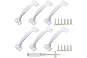 Kyuionty 6 Pcs 4" Metal Gate Pull Handles, Bow Gate Handle Screen Door Pull, Vintage Barn Door Handles (White)