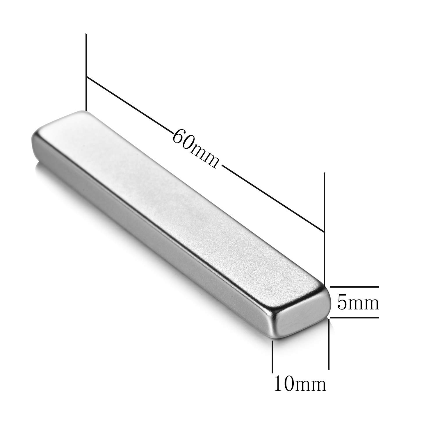 Wukong 60 x 10 x 5 mm, Pack of 10 Neodymium Magnets, Extra Strong, Thick Strong Magnets, Strong Neodymium Square Brick Magnet - Image 5