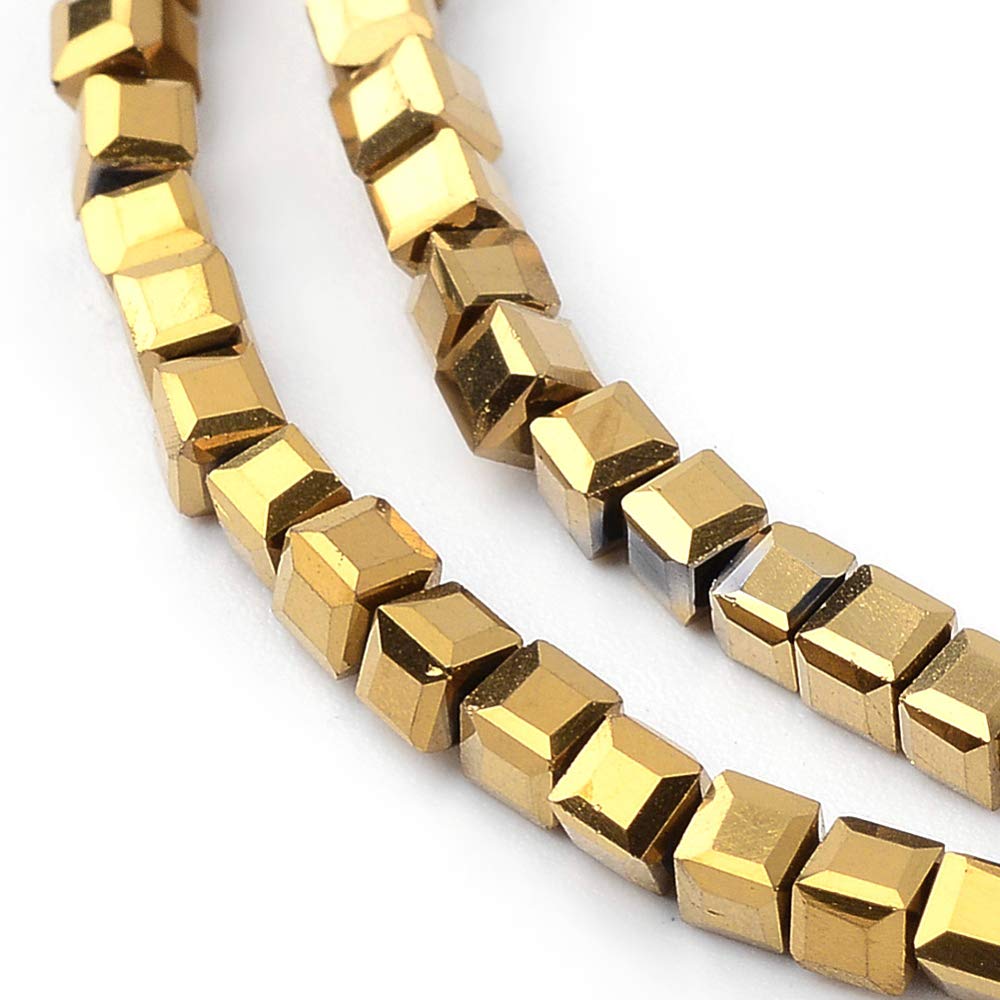 Perlin 50 x Glass Beads Crystal Beads 2 x 2 mm Cube Bohemian Czech Gold