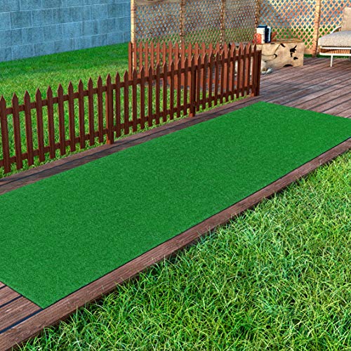 Ottomanson Evergreen Collection Waterproof Solid Grass Design 3x10