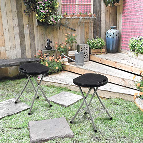 KKTONER Portable Metal and Plastic Folding Stool Light Weight Outside Chair Set of 2 Black