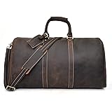 Sac Bandoulière pour Week-End Sport Bagage à Main, Homme Vintage Cowhide Cuir Travel Duffel Weekend