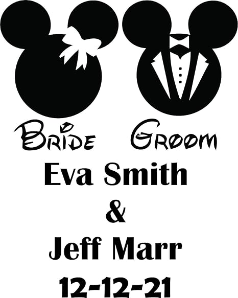 Amazon Com Personalized Name Names Bride And Groom Mickey Ears