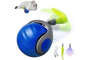 OFMALLY Speedy 2.0, Speedy Cat Toy, Interactive Toys for Indoor Cats, Smart Interactive Cat Toy Balls, Automatic Moving Toy Ball, Self Rolling Ball with Tail (Blue)