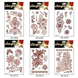 Adecco LLC 6PC Fashion Flash Waterproof Tattoo Women Red Ink Henna Jewel Sexy Lace Flower Pendant Wed Henna Temporary Tattoo Stick (1)