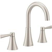 Moen 84023SRN Ronan Two-Handle Widespread Modern Bathroom Faucet, Valve Included, Spot Resist Brushed Nickel