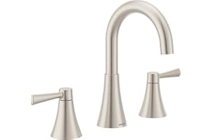 Moen 84023SRN Ronan Two-Handle Widespread Modern Bathroom Faucet, Valve Included, Spot Resist Brushed Nickel