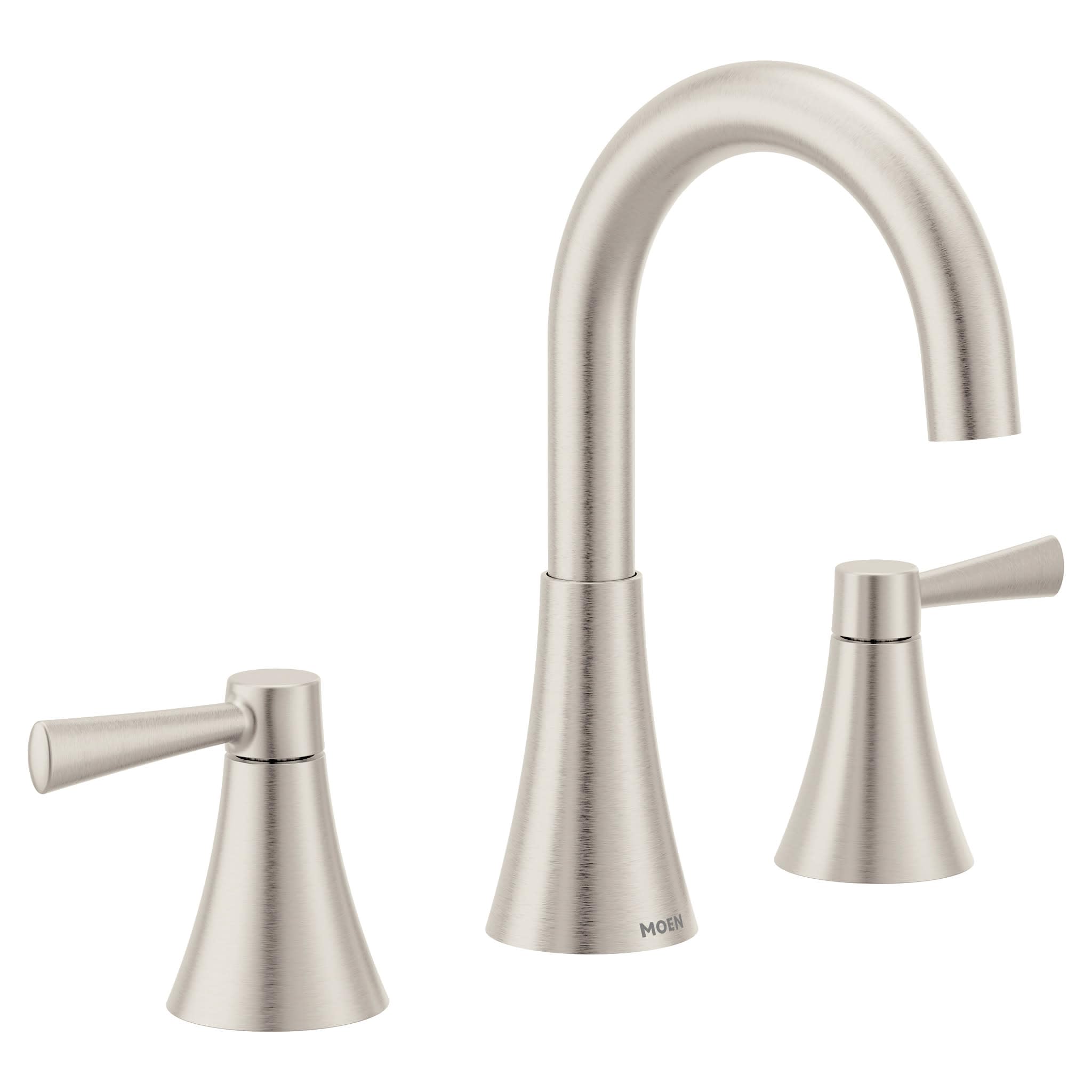 Photo 1 of Moen Ronan Spot Resist Brushed Nickel Two-Handle Widespread Modern Bathroom Faucet, Valve Included, 84023SRN