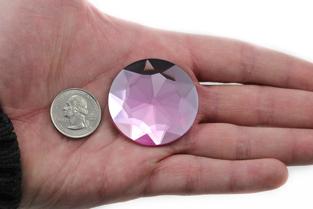 43mm Pink H112 Large Flat Back Round Acrylic Rhinestones Plastic Circle Gems for Costume Making Cosplay Jewels Pro Grade Embelishments - 4 Pieces