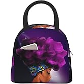 Duduho African Black Girl Lunch Bag Large Tote Bag Afro American Woman Reusable Lunch Box Container For Women Men School Office Work, 10l