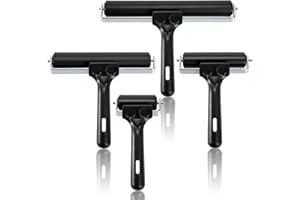 Pumtus 4 Pack Rubber Brayer Roller, 4 Sizes Printmaking Brayers, Black Brayer Tool Vinyl Paint Brush, Ink Applicator Art Craft Oil Painting Roller for Printmaking, Wallpapers, Stamping, Gluing