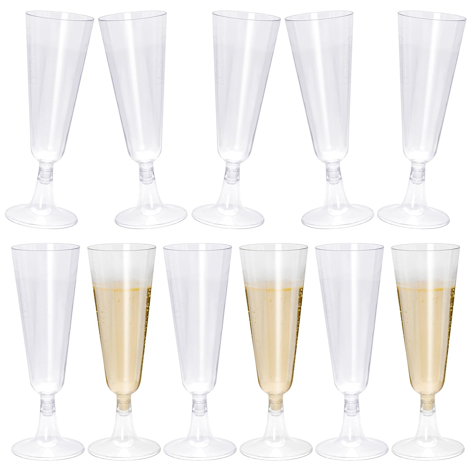 BLLREMIPSUR 20Pcs Plastic Champagne Flutes Clear Champagne Glasses Flutes Reusable Stemmed Champagne Glasses Party Wine Cups for Party Wedding Garden Barbecue