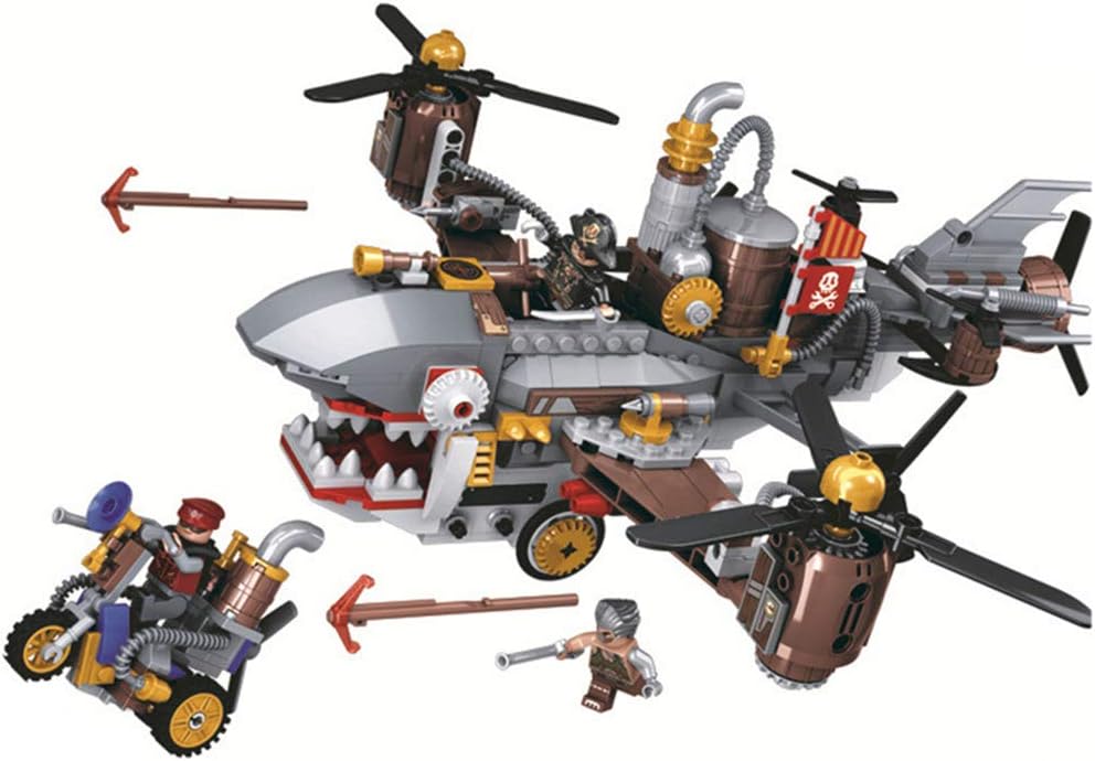 JJIIEE Assembled Building Blocks, Children's Educational Toys Series steam Shark Aircraft,536 Particles,Suitable for: 7-60 Years Old