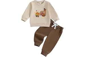 Ayalinggo Valentines Baby Boy Outfit Toddler Valentines Shirt Crewneck Sweatshirt Pants Waffle Spring Clothes Set
