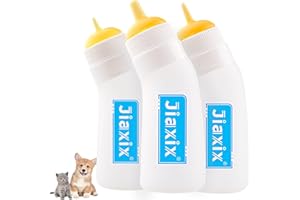 JIAXIX 3 Pack Kitten Silicone Nursing Bottle,Silicone Feeding Nipple, Reusable Newborn Kitten Supplies, Suitable for Feeding Kitten, Puppy, Rabbit, Hamster (Yellow, Small+Medium+Large)