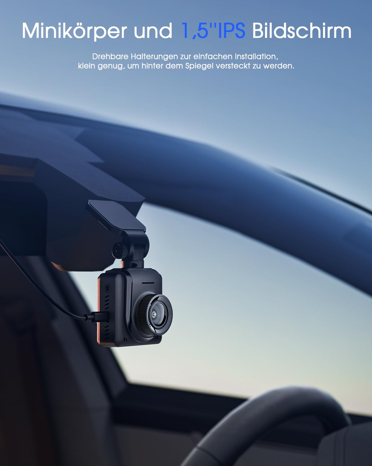 Avylet Dashcam Auto 2K, 1440P WiFi Dash Cam, Mini Vorne Autokamera Unterstützt externes GPS, 1.5" IPS-Bildschirm, APP, Super Nachtsicht, WDR, 24/7 Parküberwachung, Loop-Aufnahme, G-Sensor 8