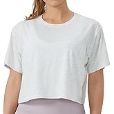 THE GYM PEOPLE Women's Workout Crop Top T-Shirt Short Sleeve Boxy Yoga Running Cropped Basic Tee
