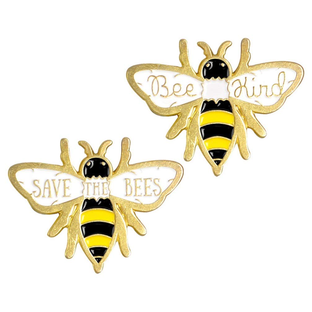 Holibanna 2pcs Bee Enamel Brooch Pin Honey Bee Badge Pin Jewelry Lapel Pins for Clothes Collar Dress Scarf Bag Decoration (Yellow)
