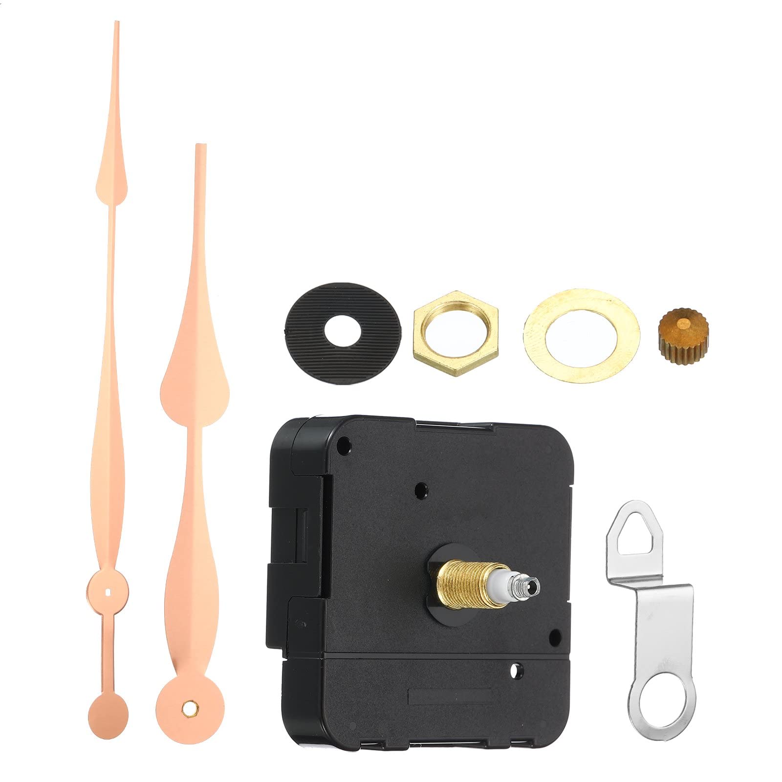 PATIKIL Clock Mechanism Replacement Kits, 1 Set DIY Clock Part with 12" Long Clock Hand 28mm/1.1" Shaft Length Fit for 8-12mm Dial Thickness Rose Golden