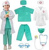 LOYO Kids Doctor Role Play Costume Lab Coat Scrubs Stethoscope Mask view 1