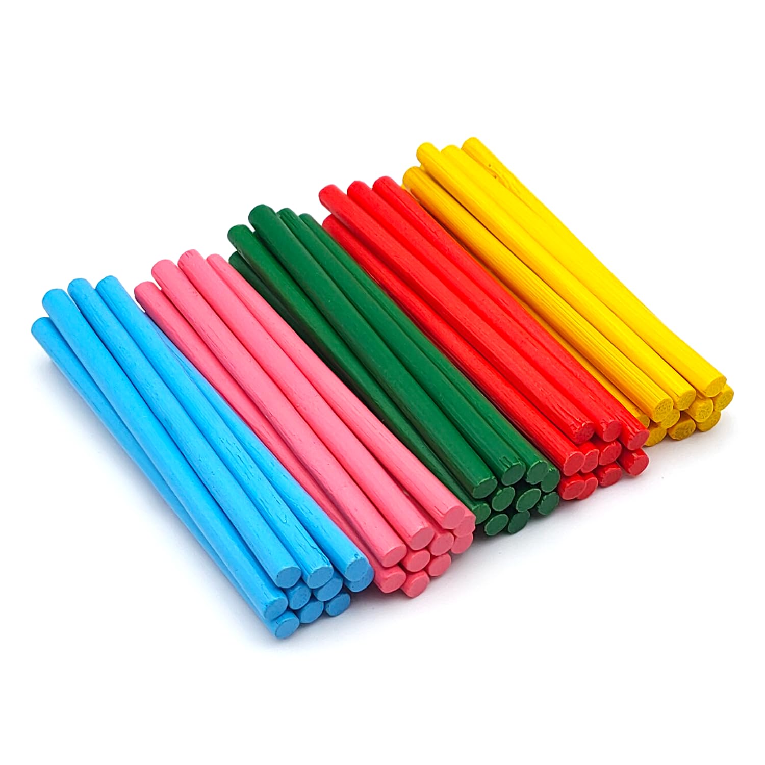 Set of 50 Round Coloured Bamboo Sticks Diameter 5 mm – 5 Colours – Bamboo Sticks for Crafts, DIY, Modeling and Creative Projects, Ideal for Crafts and DIY (8 cm)