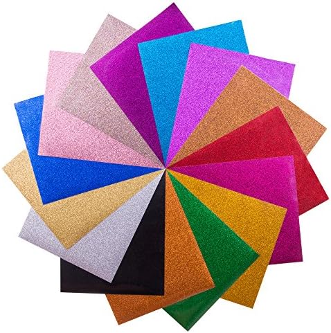 Premium Crafting Glitter Heat Transfer Vinyl | HTV | (15-Piece Bundle) 10 Inch x 12 Inch | Compatible with Cricut, Silhouette Cameo, Heat Press Machines | T-Shirts, Hats and Apparel