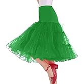 BIFINI Plus Size Vintage Rockabilly Skirt Women's 50s Petticoat Crinoline Underskirt Green